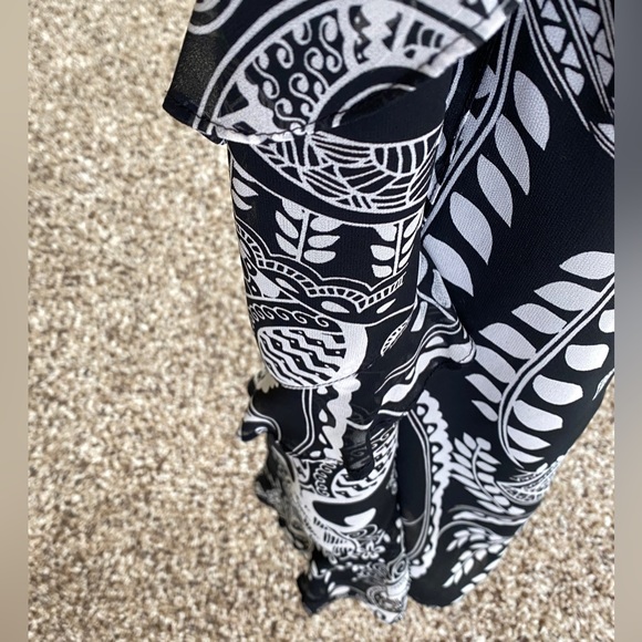 Flounced patterned midi Chiffon Skirt by FansNoFence. Full lined. XS. - Picture 7 of 10